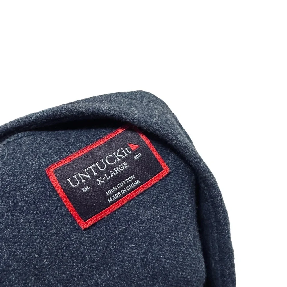 UNTUCKit Navy Blue Regular Fit Flannel Sherwood Shirt Men's Size X-Large EUC - Picture 2 of 6
